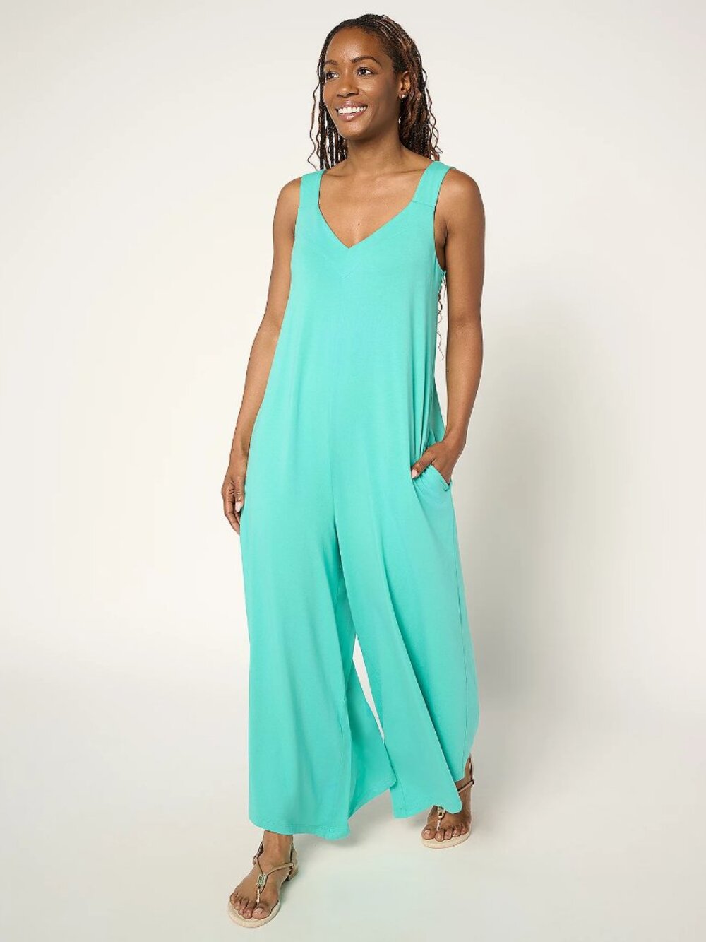 AnyBody Regular Cozy Knit Jersey Jumpsuit, Sz L a715632